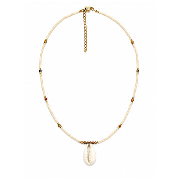 Lagoon Cowrie and Jasper Necklace