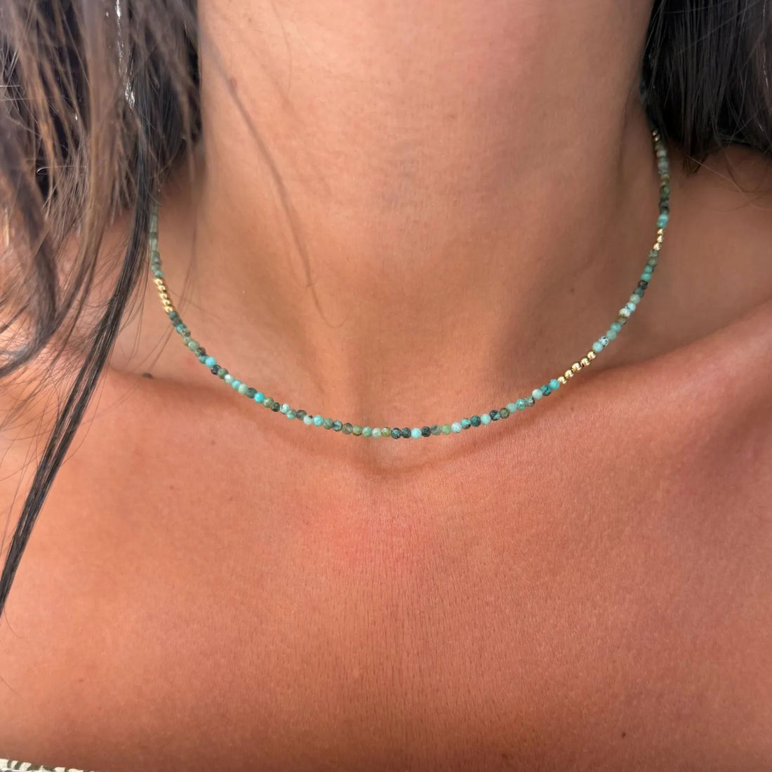 African Turquoise Beaded Necklace