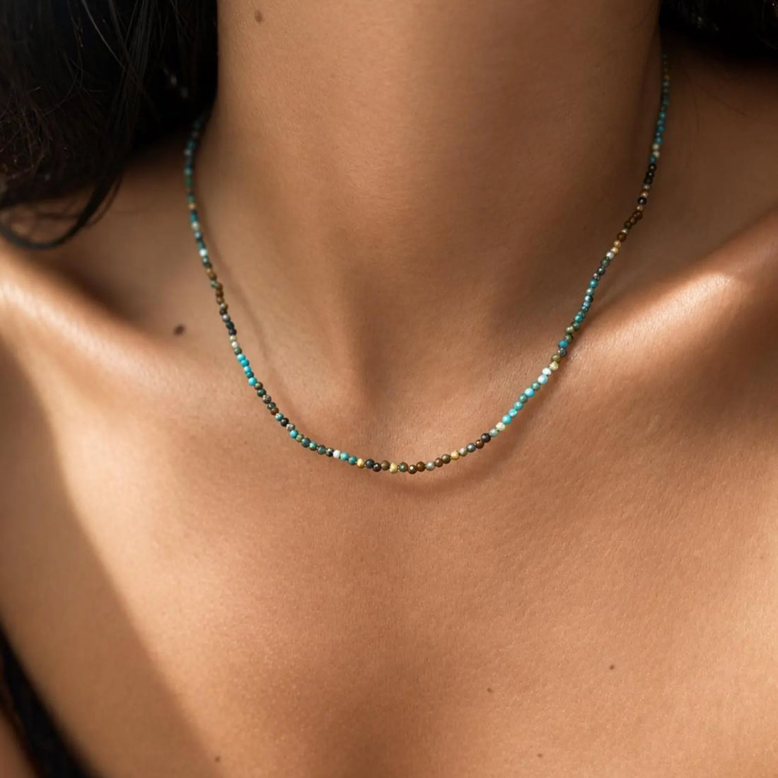 Dainty Gradient Turquoise Beaded Necklace