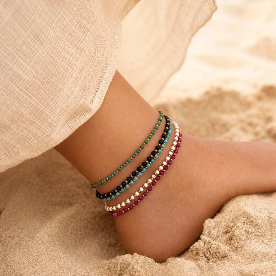 Gemstone Beaded Anklet