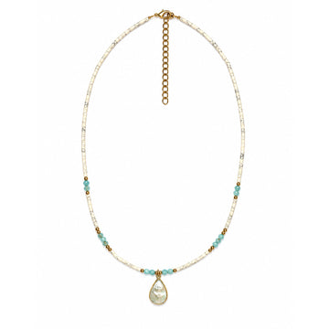 Aphrodite Pearl and Turquoise Necklace