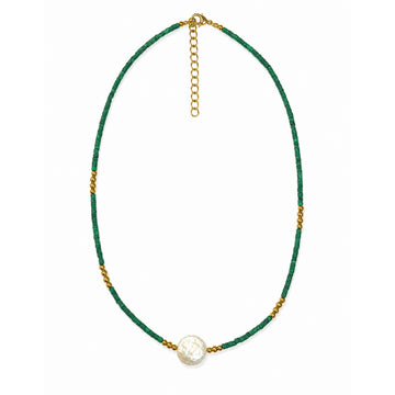 Laila Pearl and Malachite Necklace