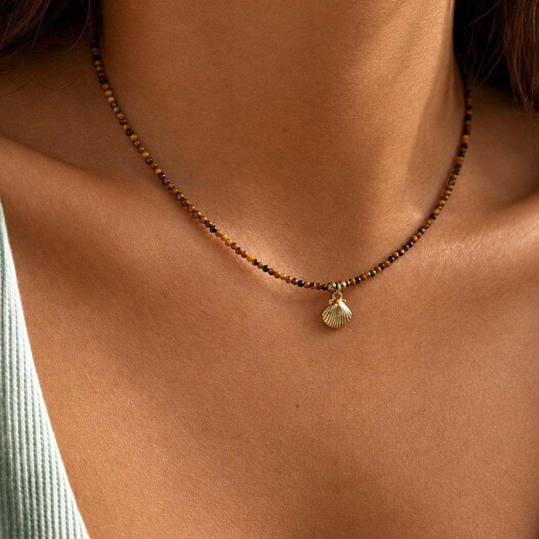 Petit Shell Tiger's Eye Necklace