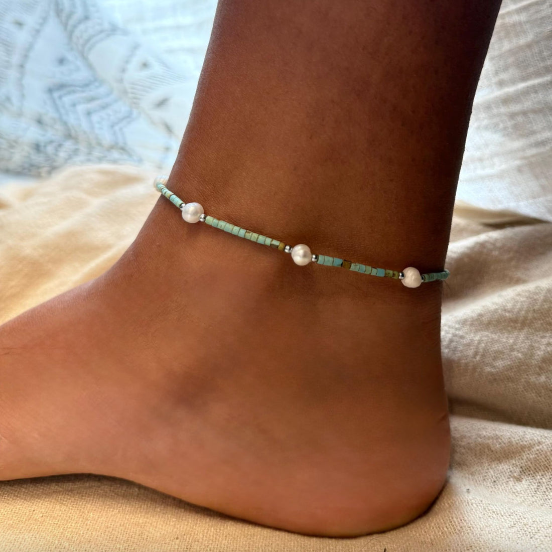 Serena Turquoise & Pearl Anklet