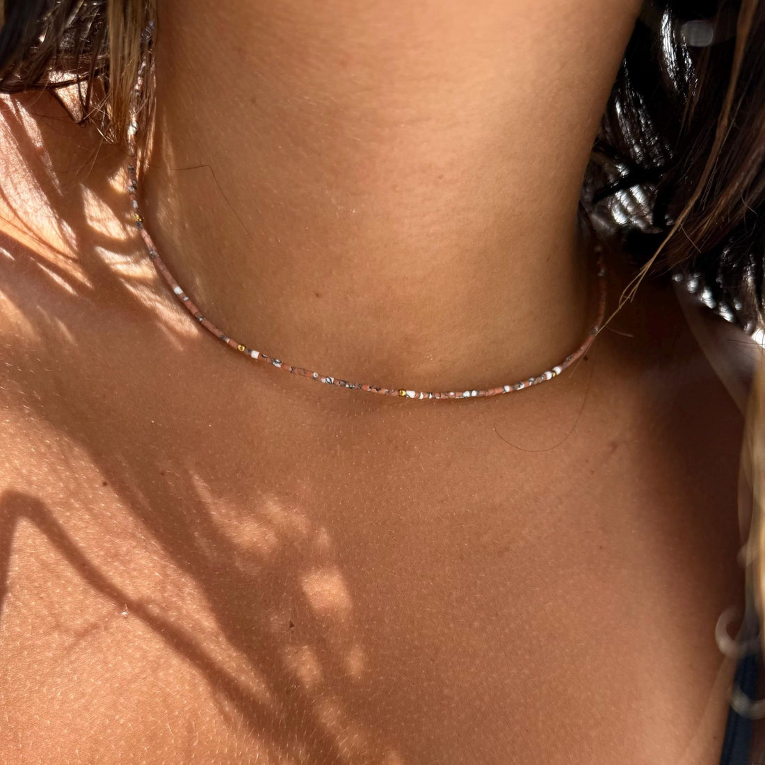 Ochre Dainty Beaded Necklace