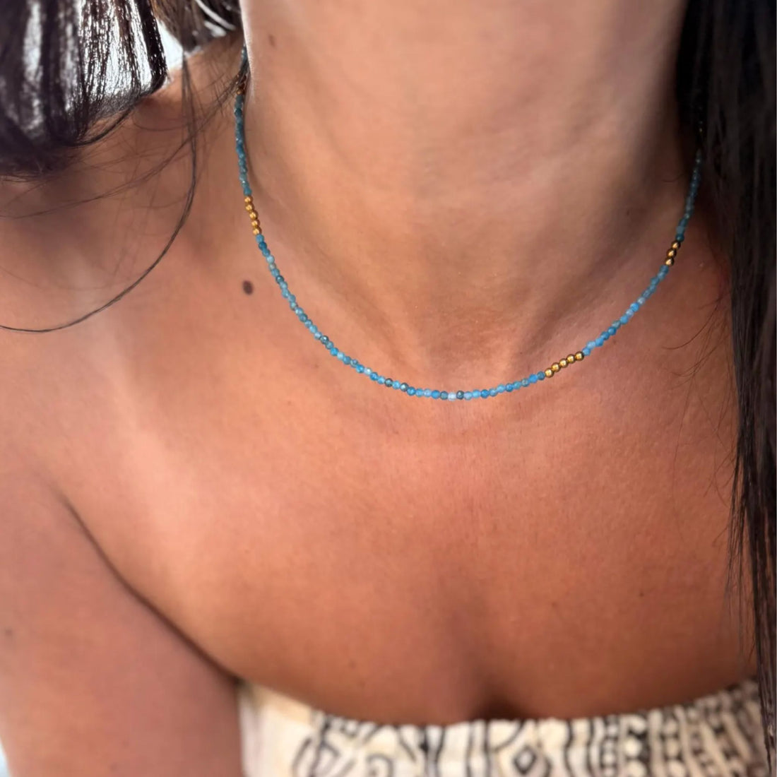 Blue Apatite Beaded Necklace